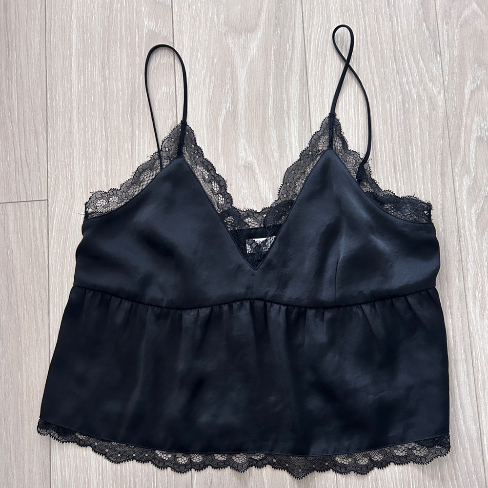 Aritzia Little Moon Black Sedum Camisole with Lace Trim in XS